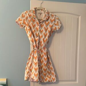 Utility Canvas- made in usa Orange and White Dress